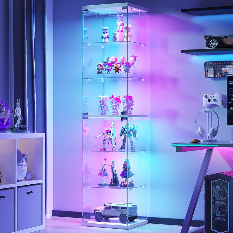 Glass Display Cabinet with RGB Lights 3-Tier