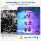 Glass Display Cabinet with RGB Lights 3-Tier