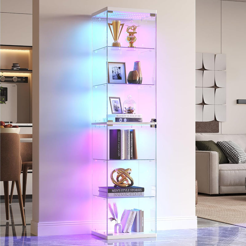Glass Display Cabinet with RGB Lights 3-Tier