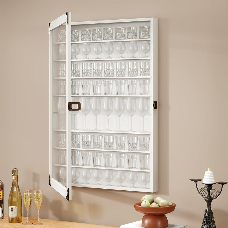 Glass Display Case Lockable 72 Slots Wooden Cabinet