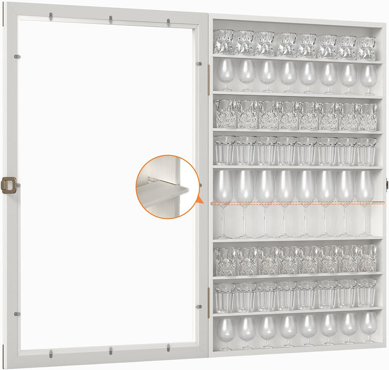 Glass Display Case Lockable 72 Slots Wooden Cabinet
