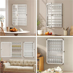 Glass Display Case Lockable 72 Slots Wooden Cabinet