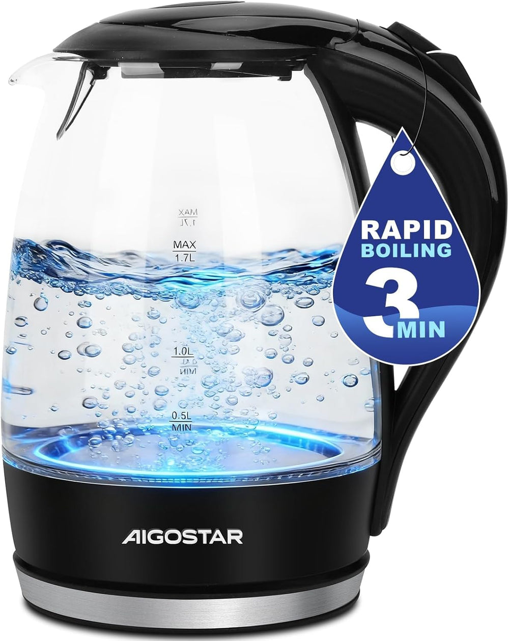 Glass Electric Kettle with Illumination 2200W Fast Boil