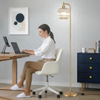 Glass Floor Lamp for Living Room Modern Ribbed