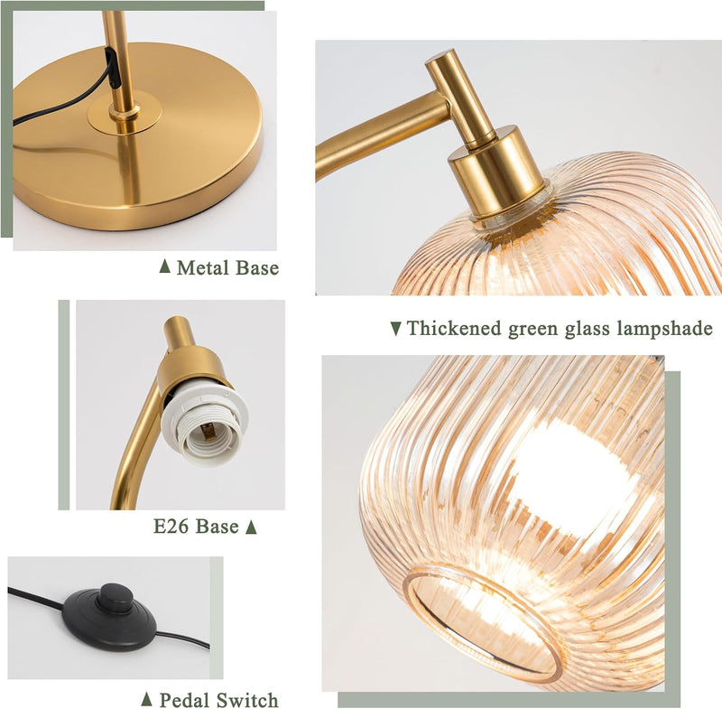 Glass Floor Lamp for Living Room Modern Ribbed