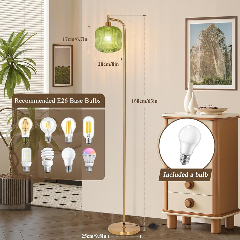 Glass Floor Lamp for Living Room Modern Ribbed