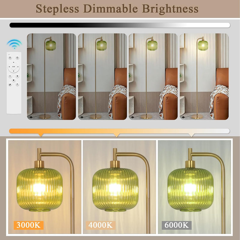 Glass Floor Lamp for Living Room Modern Ribbed