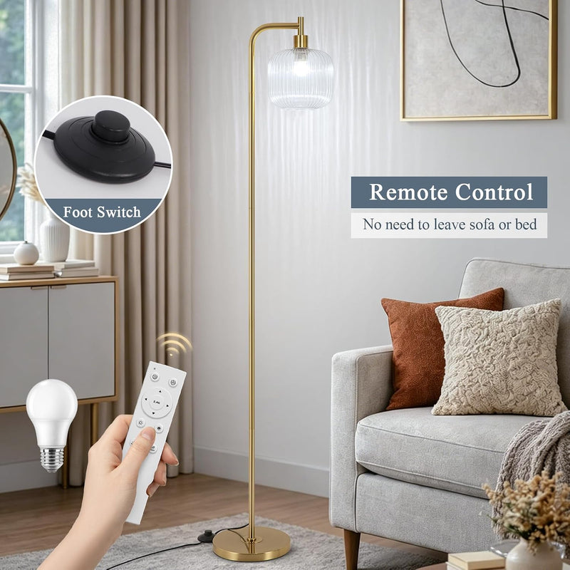 Glass Floor Lamp for Living Room Modern Ribbed