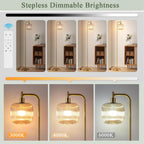 Glass Floor Lamp for Living Room Modern Ribbed