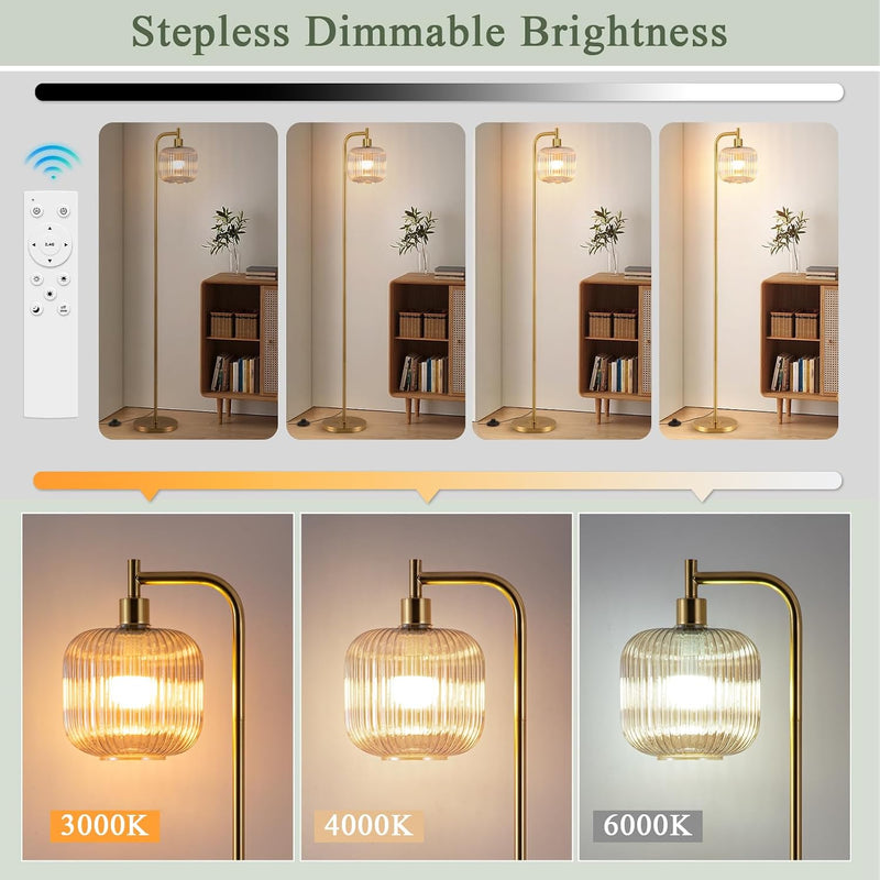 Glass Floor Lamp for Living Room Modern Ribbed