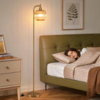 Glass Floor Lamp for Living Room Modern Ribbed