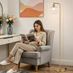 Glass Floor Lamp for Living Room Modern Ribbed