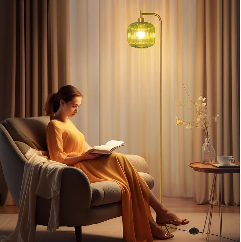 Glass Floor Lamp for Living Room Modern Ribbed