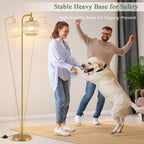 Glass Floor Lamp for Living Room Modern Ribbed