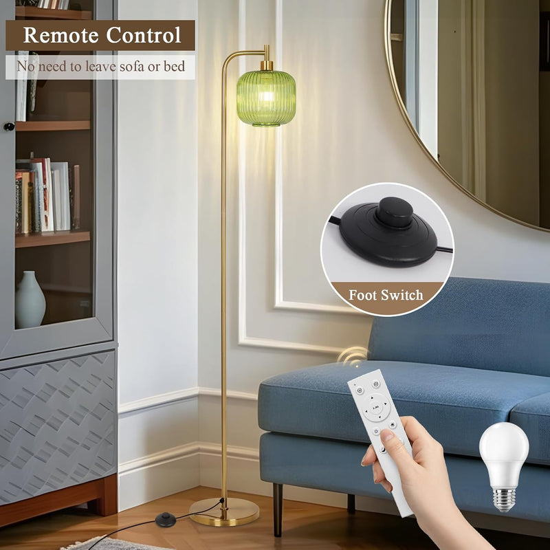 Glass Floor Lamp for Living Room Modern Ribbed