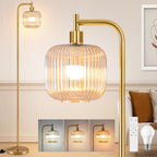 Glass Floor Lamp for Living Room Modern Ribbed