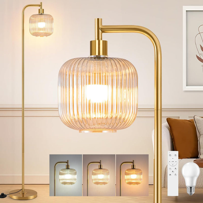 Glass Floor Lamp for Living Room Modern Ribbed