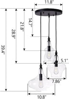 Glass Pendant Chandelier for Dining Room Hanging Modern