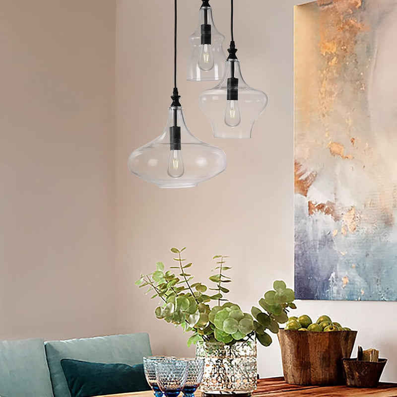 Glass Pendant Chandelier for Dining Room Hanging Modern