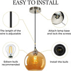 Glass Pendant Light for Kitchen Island Includes Extra