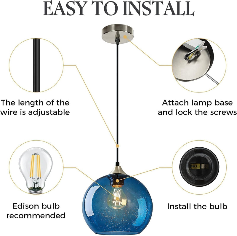 Glass Pendant Light for Kitchen Island Includes Extra