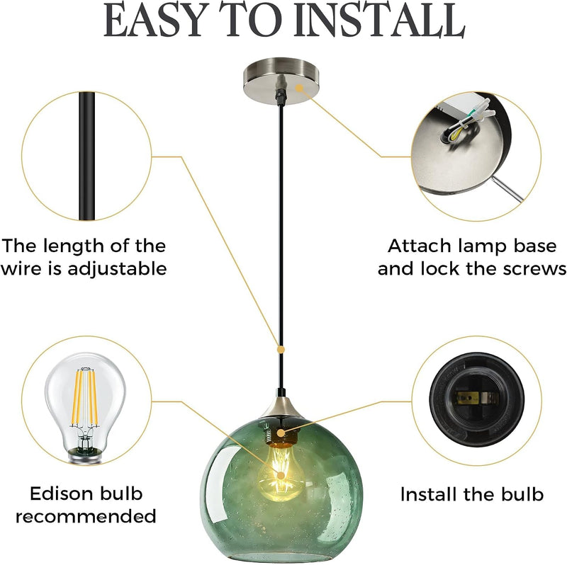 Glass Pendant Light for Kitchen Island Includes Extra
