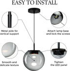 Glass Pendant Light for Kitchen Island Includes Extra