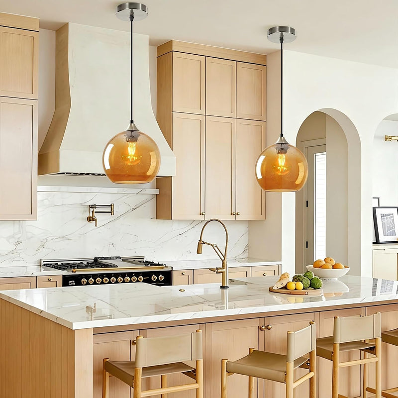 Glass Pendant Light for Kitchen Island Includes Extra