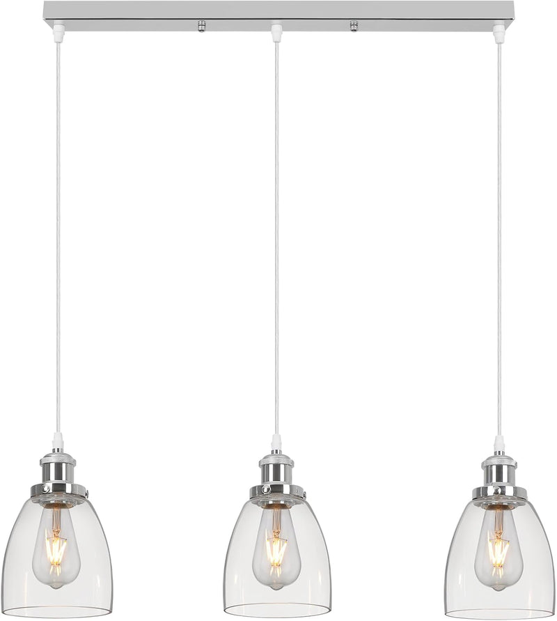 Glass Pendant Light Vintage Industrial with Clear Lampshade