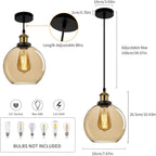 Glass Pendant Light Vintage Industrial Ceiling with Clear