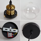 Glass Pendant Light Vintage Industrial Ceiling with Clear