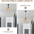 Glass Pendant Light Vintage Industrial Ceiling with Clear