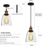 Glass Pendant Light Vintage Industrial Ceiling with Clear