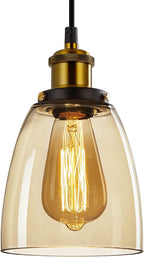 Glass Pendant Light Vintage Industrial Ceiling with Clear