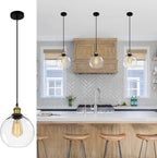 Glass Pendant Light Vintage Industrial Ceiling with Clear