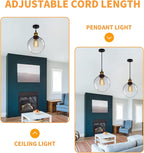 Glass Pendant Light Vintage Industrial Ceiling with Clear