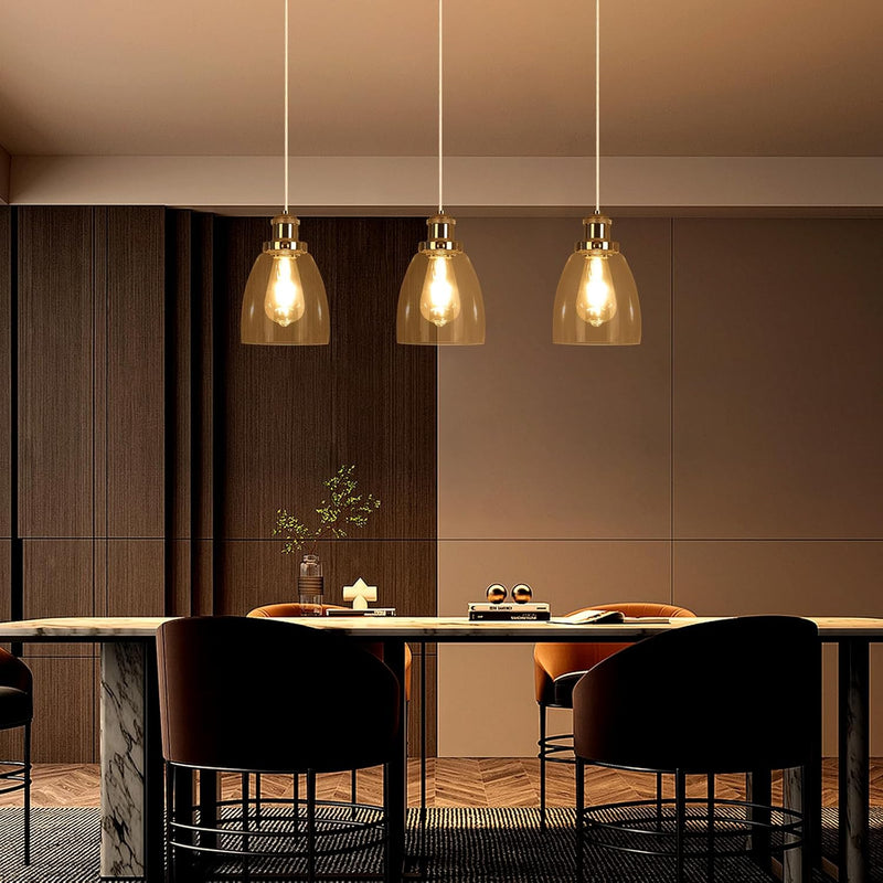 Glass Pendant Light Vintage Industrial with Clear Lampshade