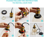 Glass Pendant Light Vintage Industrial Ceiling with Clear