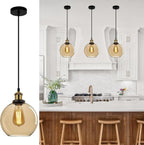 Glass Pendant Light Vintage Industrial Ceiling with Clear