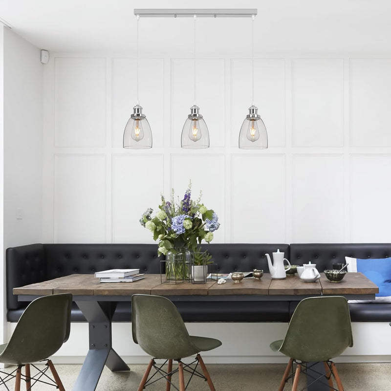 Glass Pendant Light Vintage Industrial with Clear Lampshade