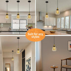 Glass Pendant Light Vintage Industrial Ceiling with Clear