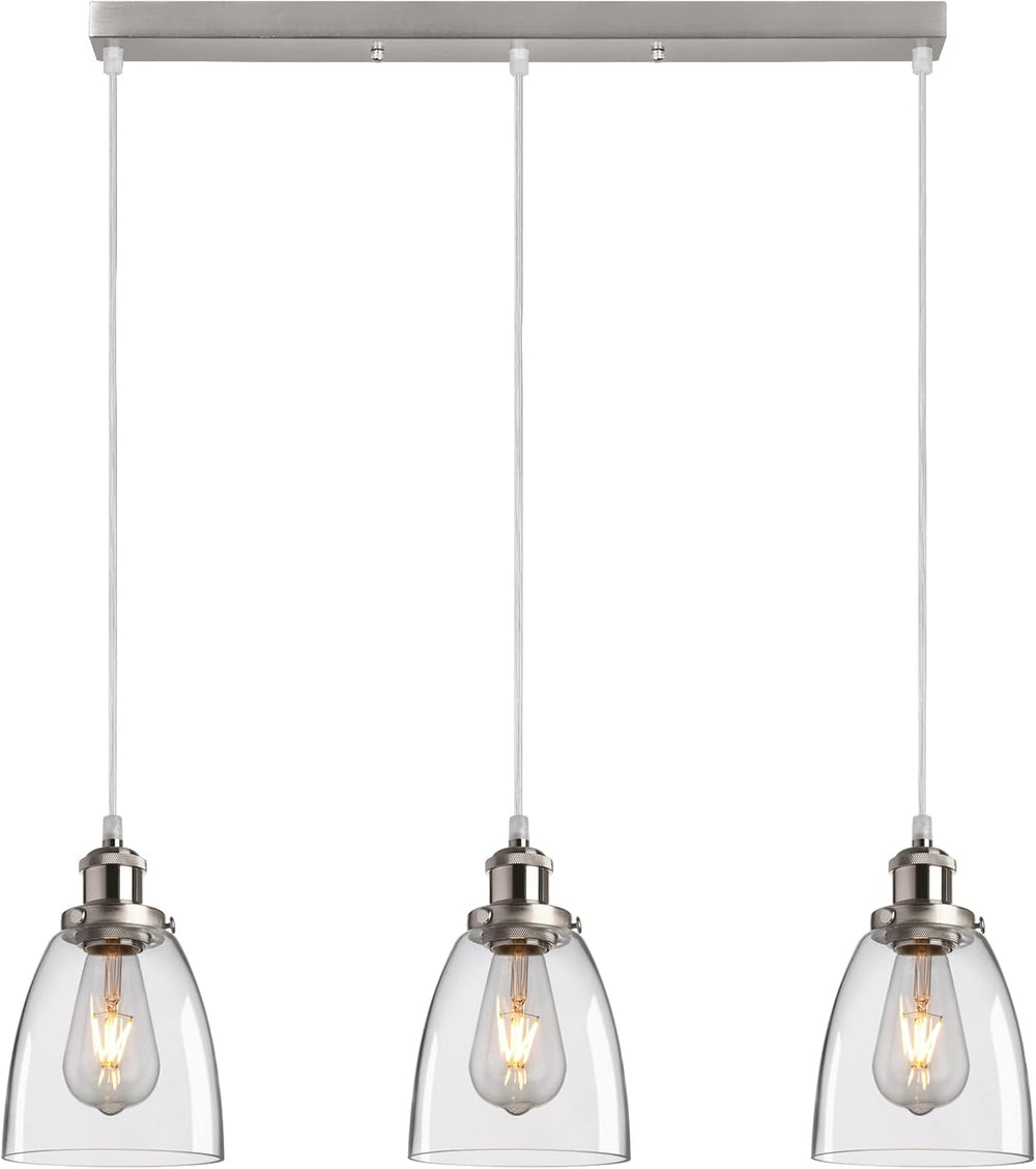 Glass Pendant Light Vintage Industrial with Clear Lampshade
