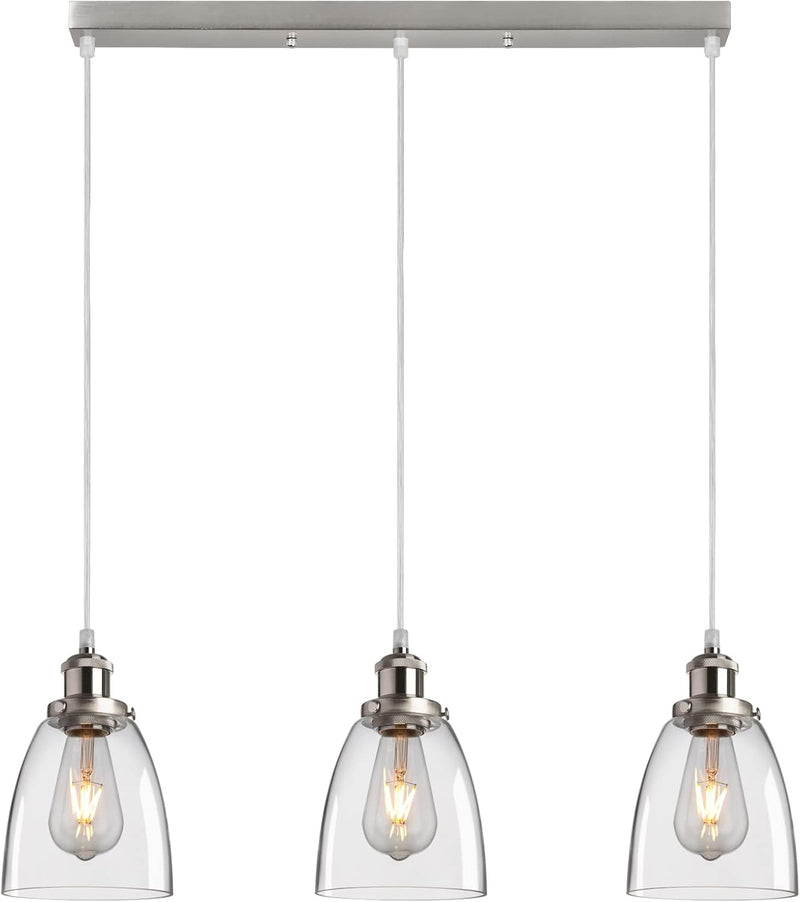 Glass Pendant Light Vintage Industrial with Clear Lampshade