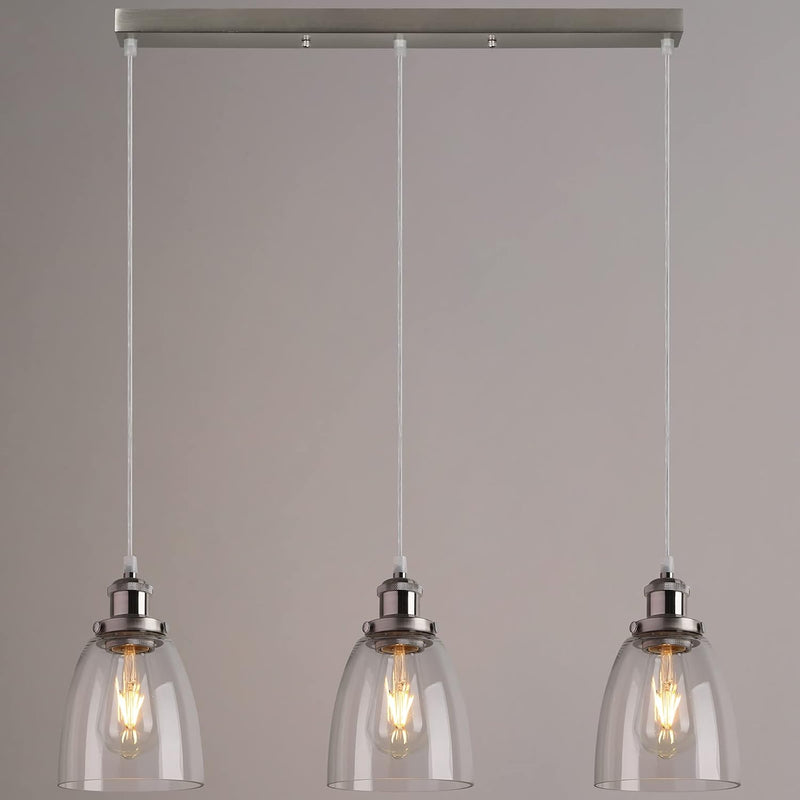 Glass Pendant Light Vintage Industrial with Clear Lampshade