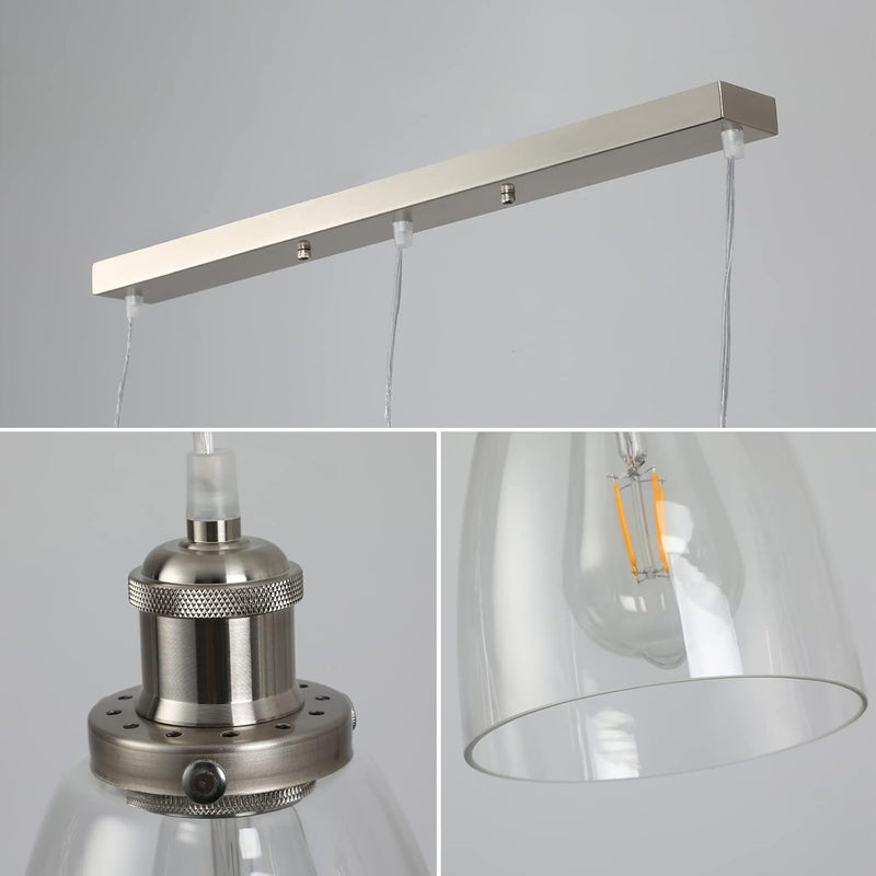 Glass Pendant Light Vintage Industrial with Clear Lampshade