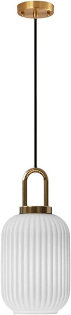 Glass Pendant Light with Ribbed Lamp Shade