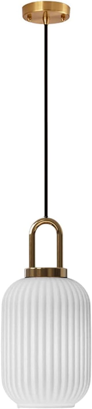 Glass Pendant Light with Ribbed Lamp Shade