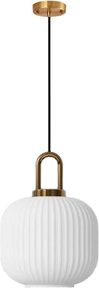 Glass Pendant Light with Ribbed Lamp Shade