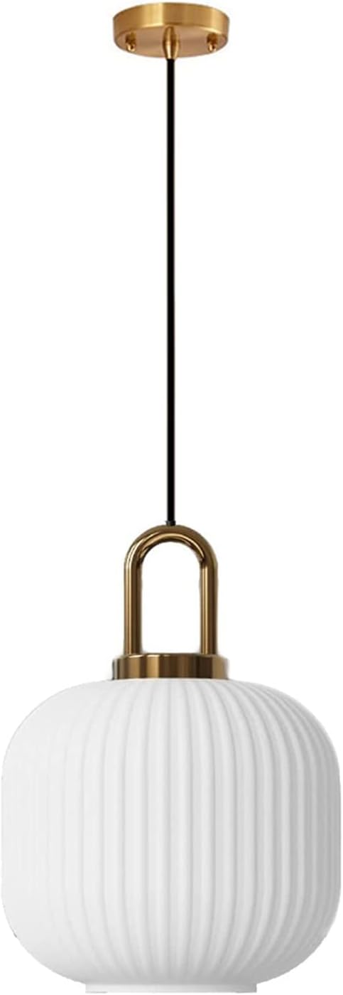 Glass Pendant Light with Ribbed Lamp Shade