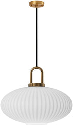 Glass Pendant Light with Ribbed Lamp Shade
